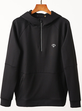 外贸换季断码清仓男生运动休闲连帽垂感免烫宽松黑色潮流卫衣D010
