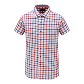 衬衫 AL121澳换季 男士 简约清新粉色格子棉麻休闲短袖 断码 清仓夏季