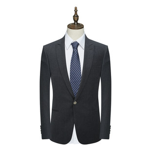 深蓝色羊毛一粒扣后中开衩商务单西装 男士 清仓春秋款 YW370依断码