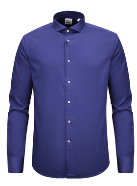 F3123恺米换季断码清仓男职业工装百搭蓝色全棉免烫商务长袖衬衫