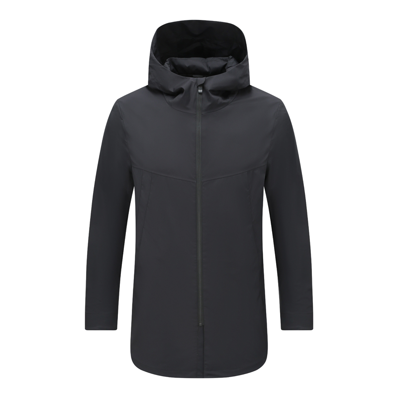 百搭黑色连帽锦纶夹克衫外套
