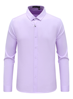 SF523圣断码清仓春秋款男士浅紫色商务职业正装百搭弹力长袖衬衫