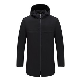 简约百搭黑色中长款 清仓秋冬男士 连帽风衣厚外套 断码 AB419歌换季