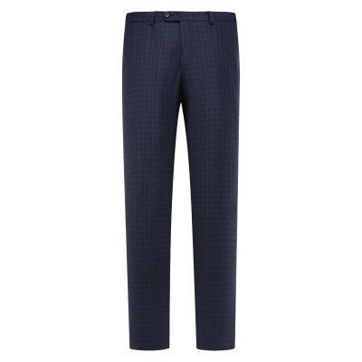 蓝格子110'S高支羊毛西裤