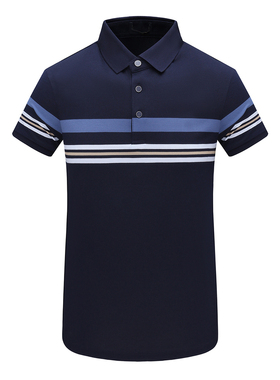 F3785鸟断码清仓夏季中年男士百搭商务休闲深蓝色翻领短袖POLO衫