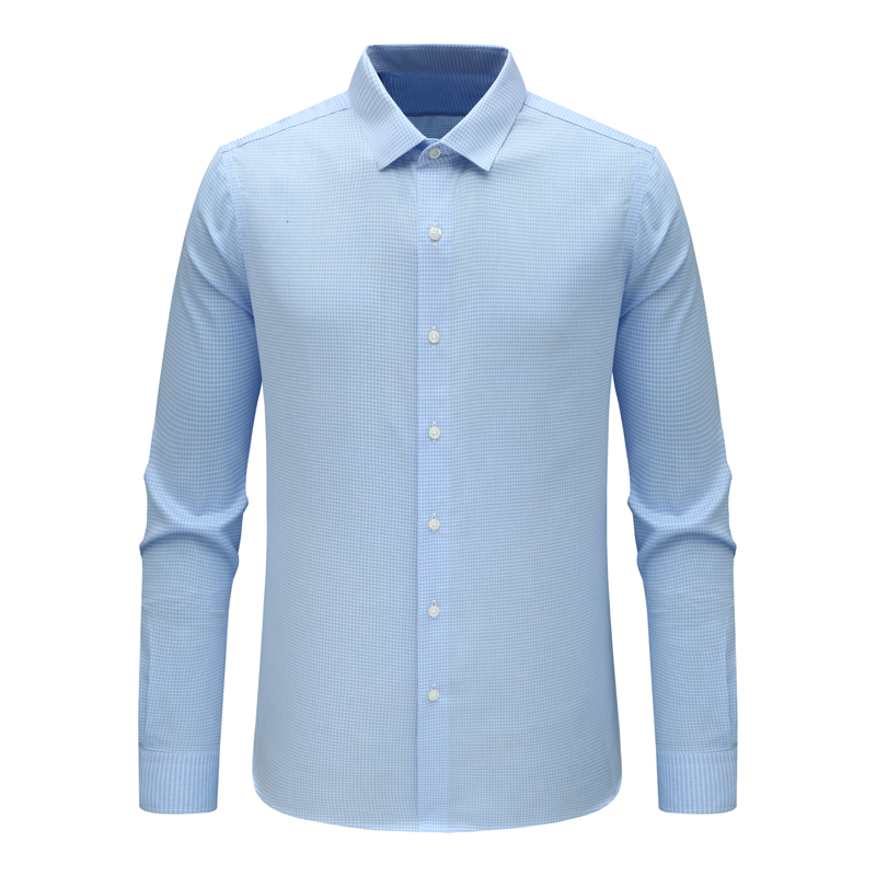 浅蓝全棉免烫商务百搭长袖衬衫