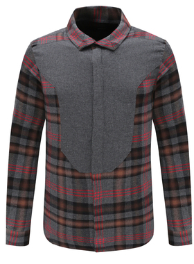 DN163斯D博N换季断码清仓秋季男士简约时尚撞色格子全棉长袖衬衫