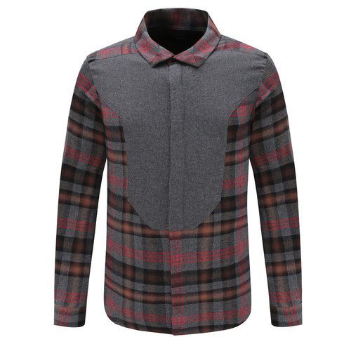 简约时尚撞色长袖衬衫全棉