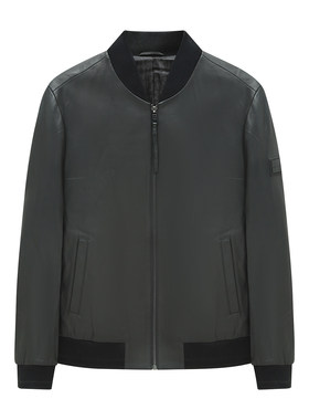 H1289断码清仓春秋款男士时尚休闲棒球领绵羊皮真皮皮衣夹克外套