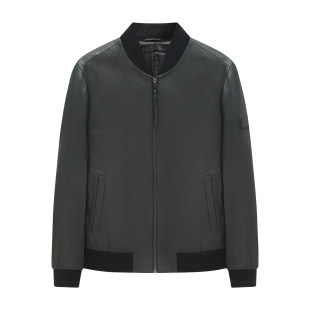 时尚 男士 休闲棒球领绵羊皮真皮皮衣夹克外套 清仓春秋款 H1289断码