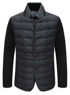 CA677卡换季断码清仓秋冬中年男士黑色立领88.3％白鸭绒薄羽绒服