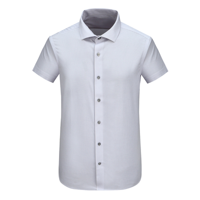 全棉宽松百搭淡紫色商务短袖衬衫