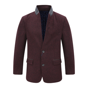 SF267圣换季断码清仓秋冬男士暗红色商务休闲立领58.7羊毛呢大衣