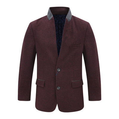 立领毛呢大衣58.7羊毛暗红色