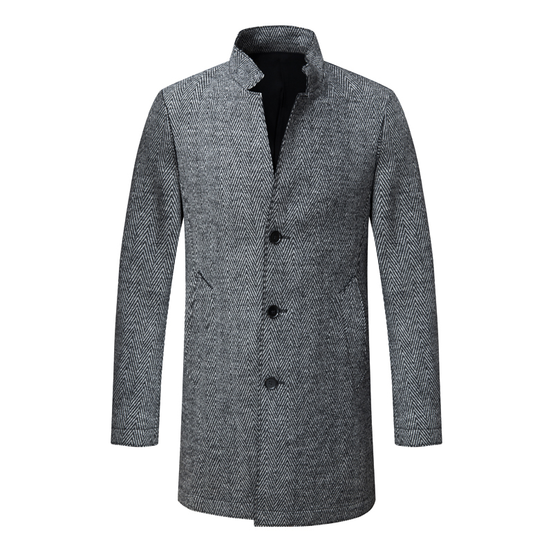 商务休闲中长款毛呢大衣立领