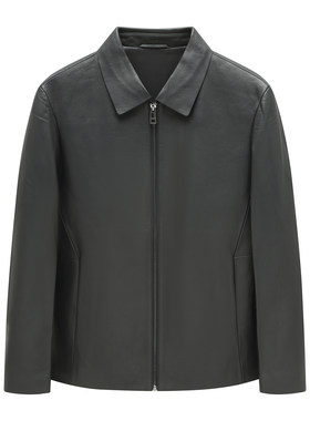 H1285断码清仓春秋款男士简约商务休闲百搭黑色翻领羊皮夹克外套