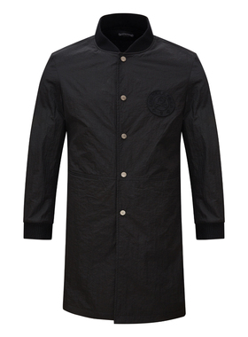 DN29斯D博N换季断码清仓早春男简约时尚百搭黑色棒球领中长款风衣