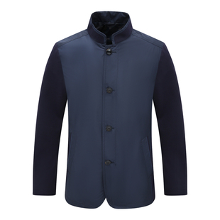 中年男士 清仓春秋款 简约百搭深蓝色立领夹克外套 断码 SF219圣换季