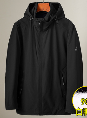 外贸换季断码清仓冬季青年男百搭黑色可拆卸内胆中长款羽绒服R045