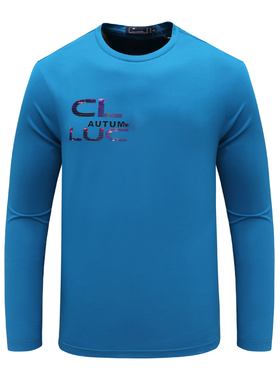 KL300凯LAI换季断码清仓秋季男士休闲95.2％棉蓝色圆领长袖T恤衫