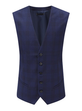 Y1593路易断码清仓春秋款男士商务绅士深蓝色修身绵羊毛西装马甲