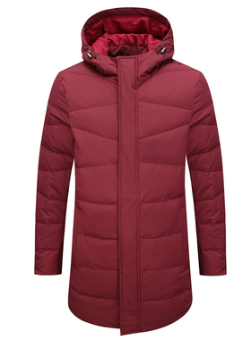 SL142仕东断码清仓秋冬男士时尚红色91.3％白鸭绒连帽保暖羽绒服