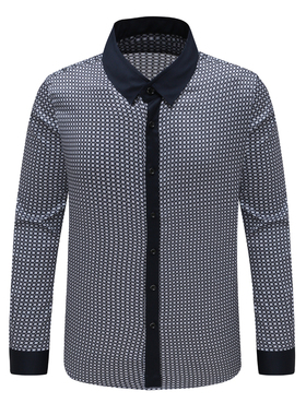 DN157斯D博N换季断码清仓秋季中年男士全棉拼色格子休闲长袖衬衫