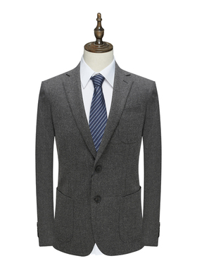 SF368路断码清仓春秋款男士羊毛桑蚕丝意大利面料两粒扣灰色西服