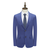 羊毛桑蚕丝意大利面料两粒扣深蓝西服 男士 B1571鸟断码 清仓春秋款