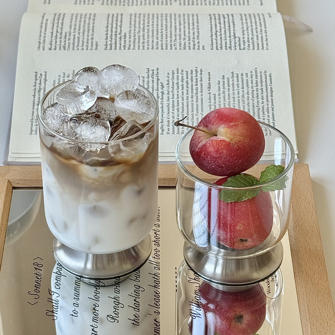 自制ins博主中古风高脚杯玻璃杯啤酒杯不锈钢复古咖啡杯小众礼物