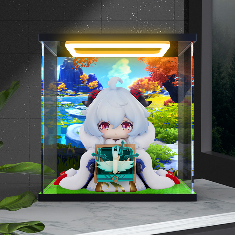 适用原神 童年小甘雨 Q版模型手办收纳盒高清亚克力灯光款展示盒