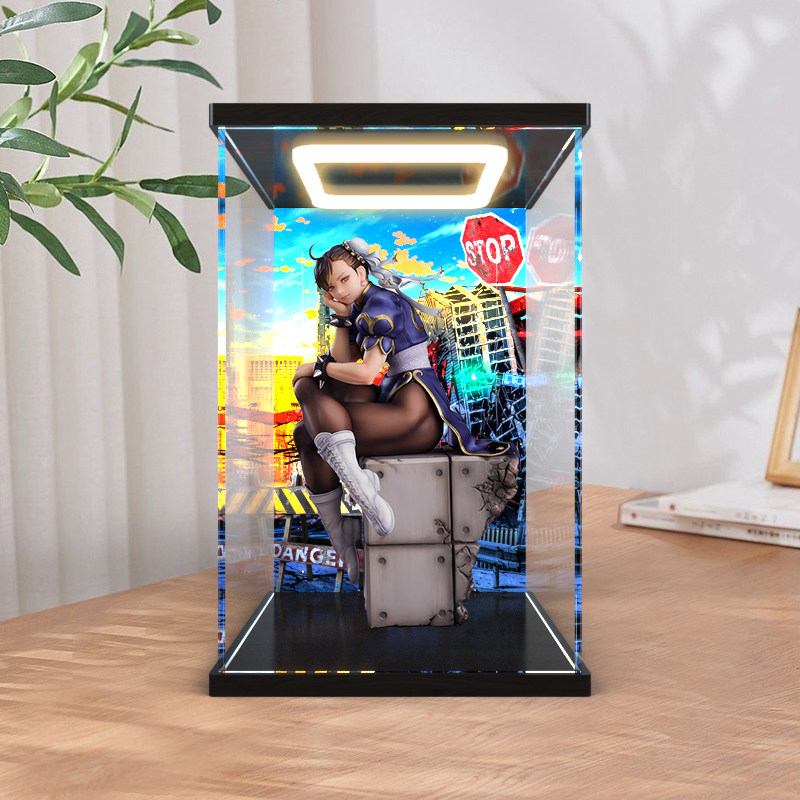 适用MAX Factory MF 街头霸王 春丽 手办罩子回型灯可开门展示盒