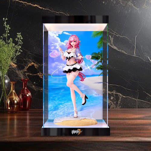 适用Gift+系列绷坏3爱莉希雅夏日妖精小姐高透灯箱手办主题展示盒