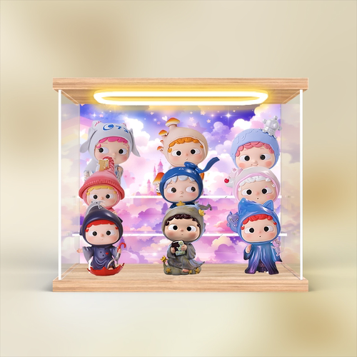 适用黑玩哦崽时空旅人Ozai新款潮玩盲盒摆件手办灯光亚克力展示盒