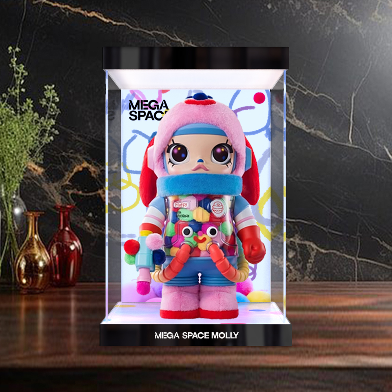 适用泡泡玛特400%1000%乔恩·伯格曼亚克力灯箱款手办主题展示盒