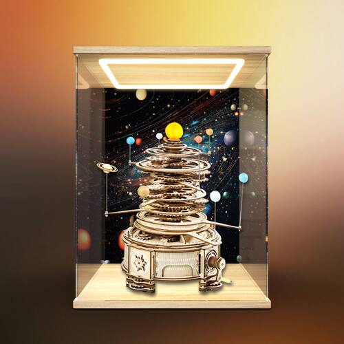 ROKR若客太阳系星轨diy手工礼物木质拼装传动模型创意摆件展示盒