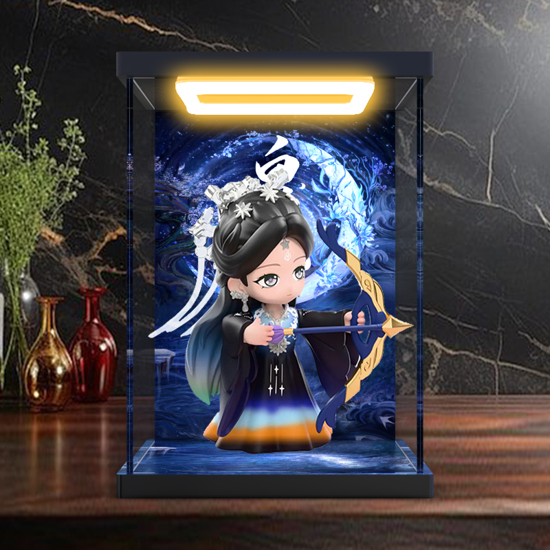 亚克力高清展示盒适用白月梵星 夜族神尊 星月 潮玩公仔 手办回灯
