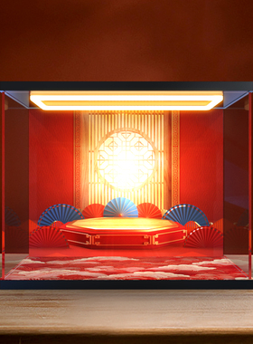 适用 高乐 中国春节系列 80117 五福迎春积木亚克力回型灯展示盒