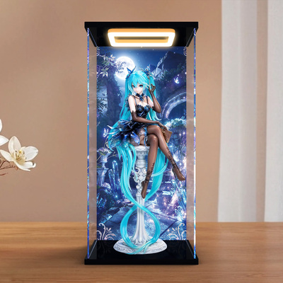 适用UNiQUE ART 初音未来 永夜未央手办收纳盒亚克力回灯展示盒