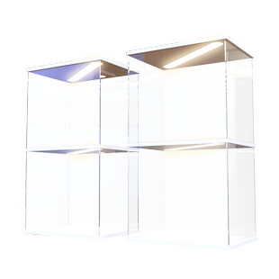 开门带灯亚克力展示盒积木模型透明防尘罩盲盒黏土手办收纳盒