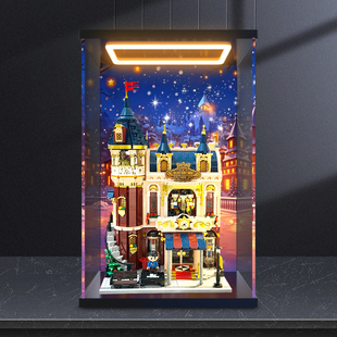 亚克力回灯展示盒适用拼奇玩具店积木五周年纪念款街景玩具拼搭