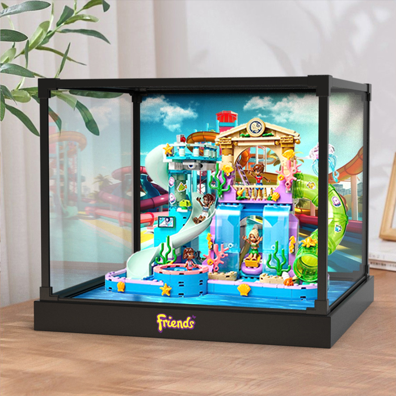适用乐高42630 心湖城水上乐园玩具积木拼装展示盒柜亚克力防尘罩