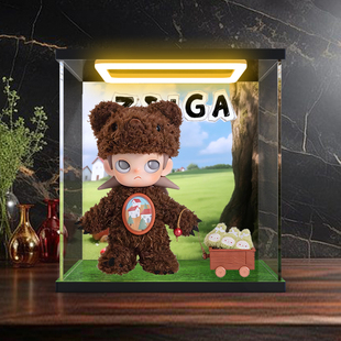 回灯亚克力高透明展示盒适用POPMART Zsiga 向往的地方 可动人偶