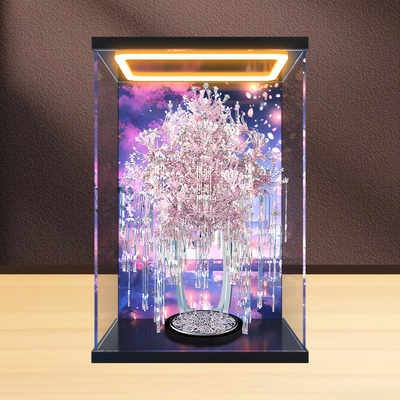 适用拼酷粉黛二十二凤冠粉冠粉红色凤冠拼装模型回灯防尘罩展示盒