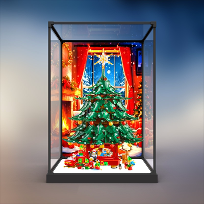 防尘展示盒适用41843家庭圣诞树积木玩具模型摆件亚克力合金框架