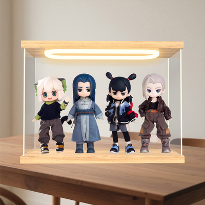 灯光展示盒适用《罗小黑战记2》联名潮玩盲盒12分BJD盲盒防尘罩