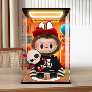 亚克力回型灯展示盒 适用泡泡玛特 LABUBU 搪胶毛绒公仔 情人节款