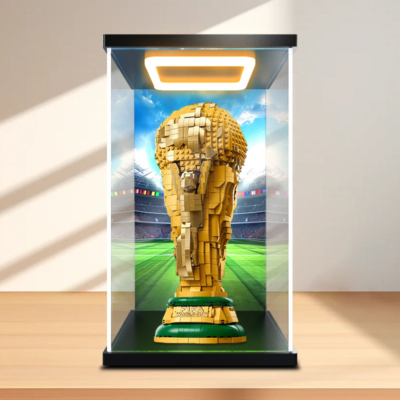 川帝适用43020世界杯奖杯FIFA大力神杯积木模型亚克力回灯展示盒 - 实物图