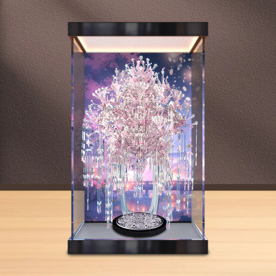 适用拼酷粉黛二十二凤冠粉冠粉红色凤冠模型灯光高清防尘罩展示盒
