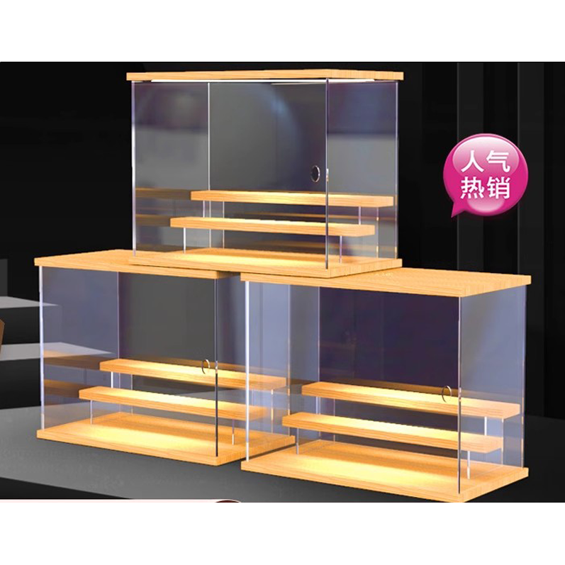 亚克力多层阶梯收纳泡泡玛特盲盒公仔乐高模型大容量灯光款展示盒